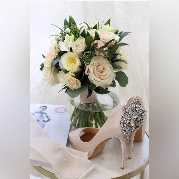 Badgley Mischka Kiara Embellished Peep-toe Pump LATTE - Picture 3 of 16